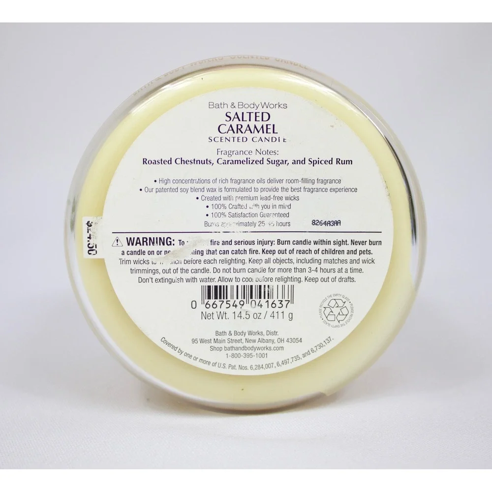 Bath & Body Works Salted Caramel 3-Wick Scented 14.5 oz Candle NEW